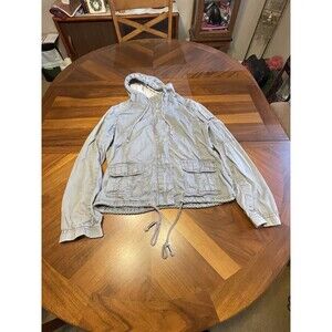 Garage Women’s Jacket Large Gray  Utility Military Cargo Style Full Zip Pockets